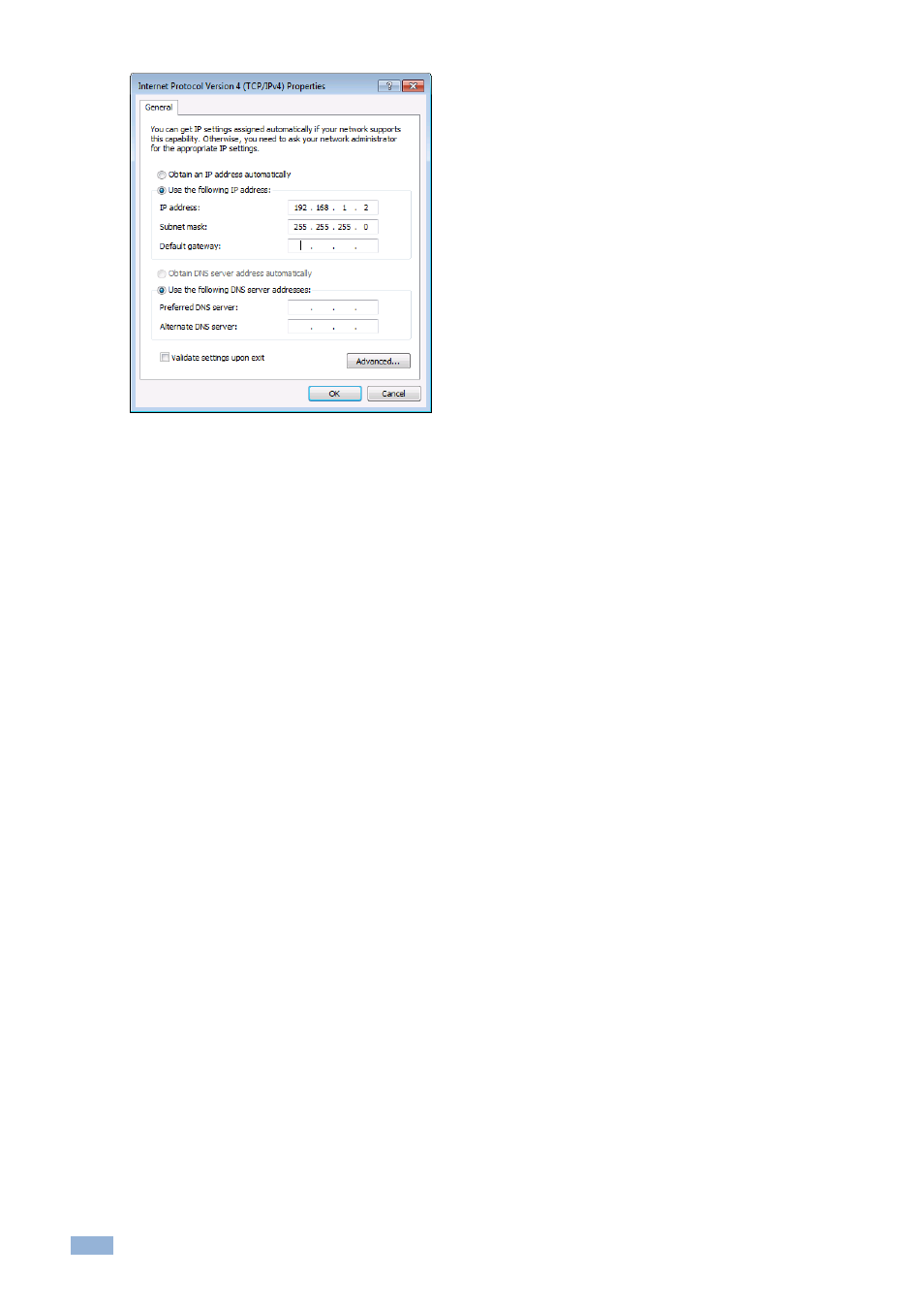 2 connecting via the rs-232 port, 3 connecting via a usb port, 2 set the k-net ids | Set the k-net ids, Figure 213: internet protocol properties window | Kramer Electronics WP-501 User Manual | Page 125 / 137
