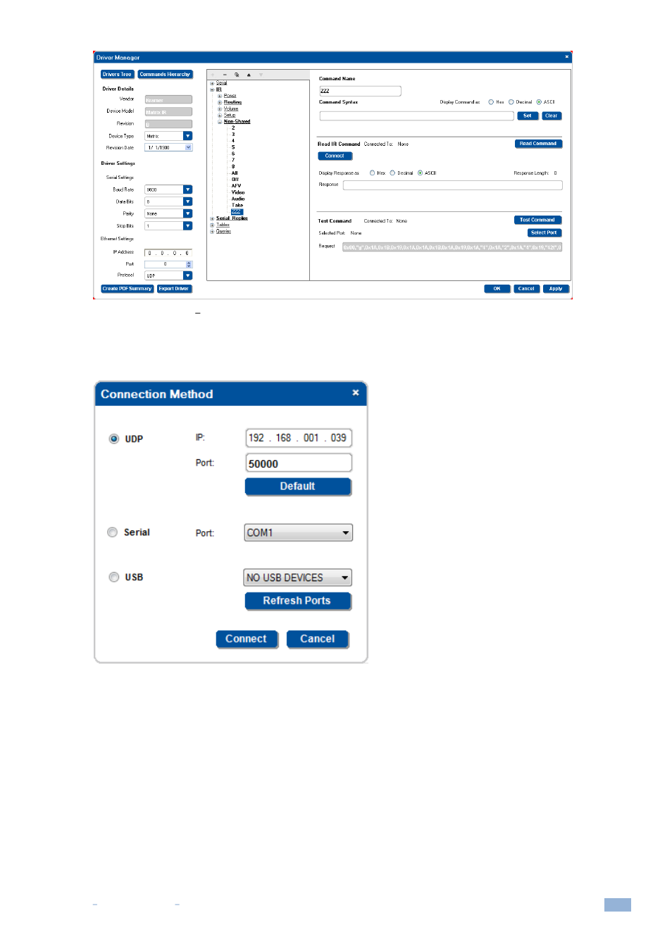 Figure 71: ir commands, Adding a command, Figure 72: ir commands - connect to the device | Kramer Electronics WP-501 User Manual | Page 46 / 137