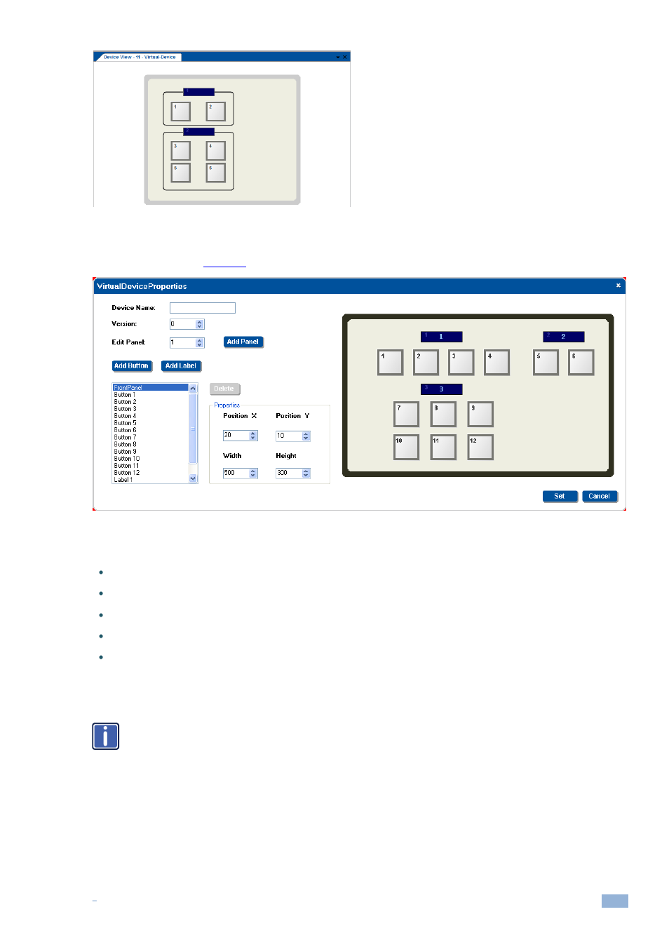 Figure 93: the basic virtual device front panel, Figure 94: the virtual device properties window | Kramer Electronics WP-501 User Manual | Page 64 / 137