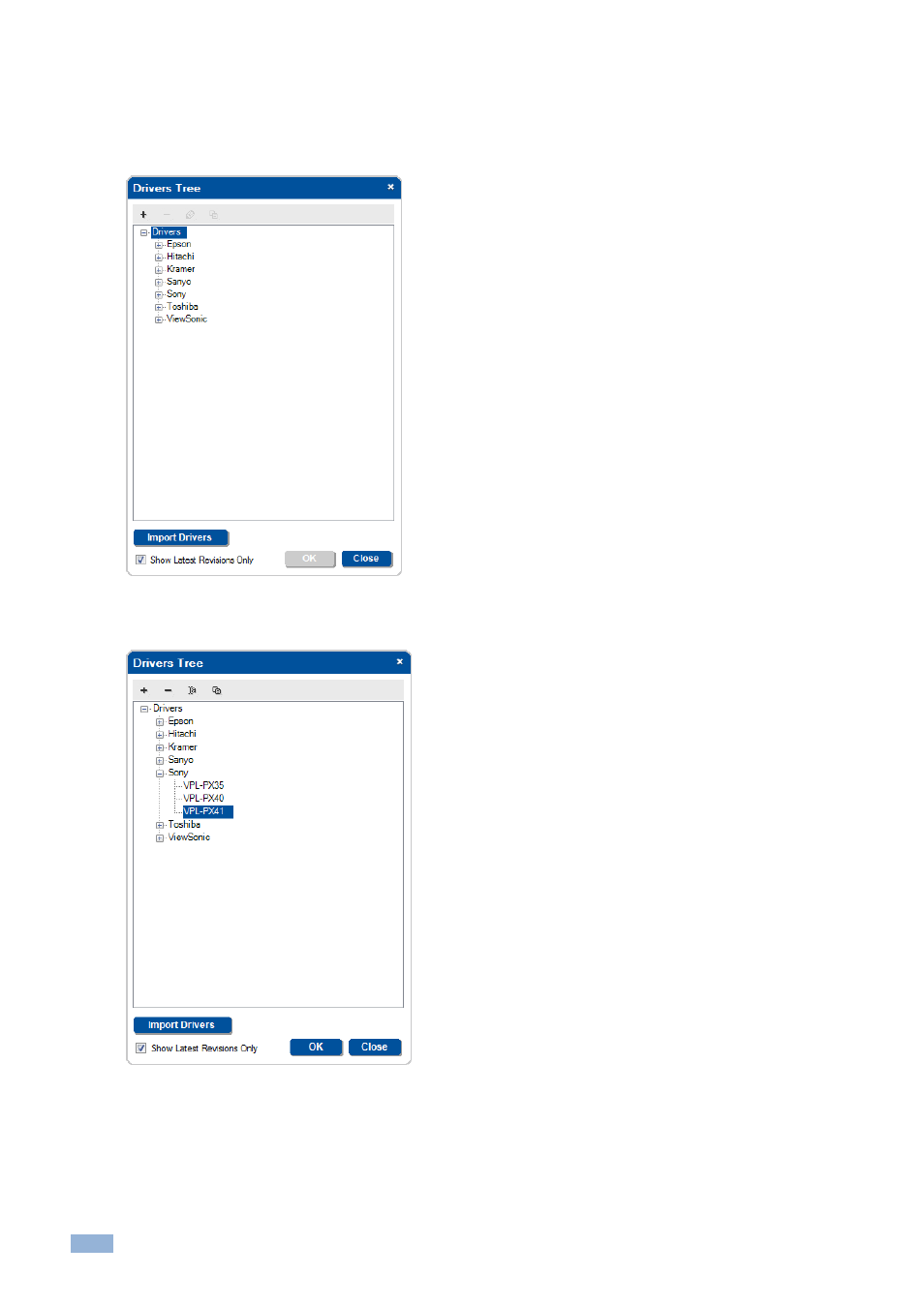 Figure 104: the drivers tree window, Figure 105: select the driver | Kramer Electronics WP-501 User Manual | Page 69 / 137
