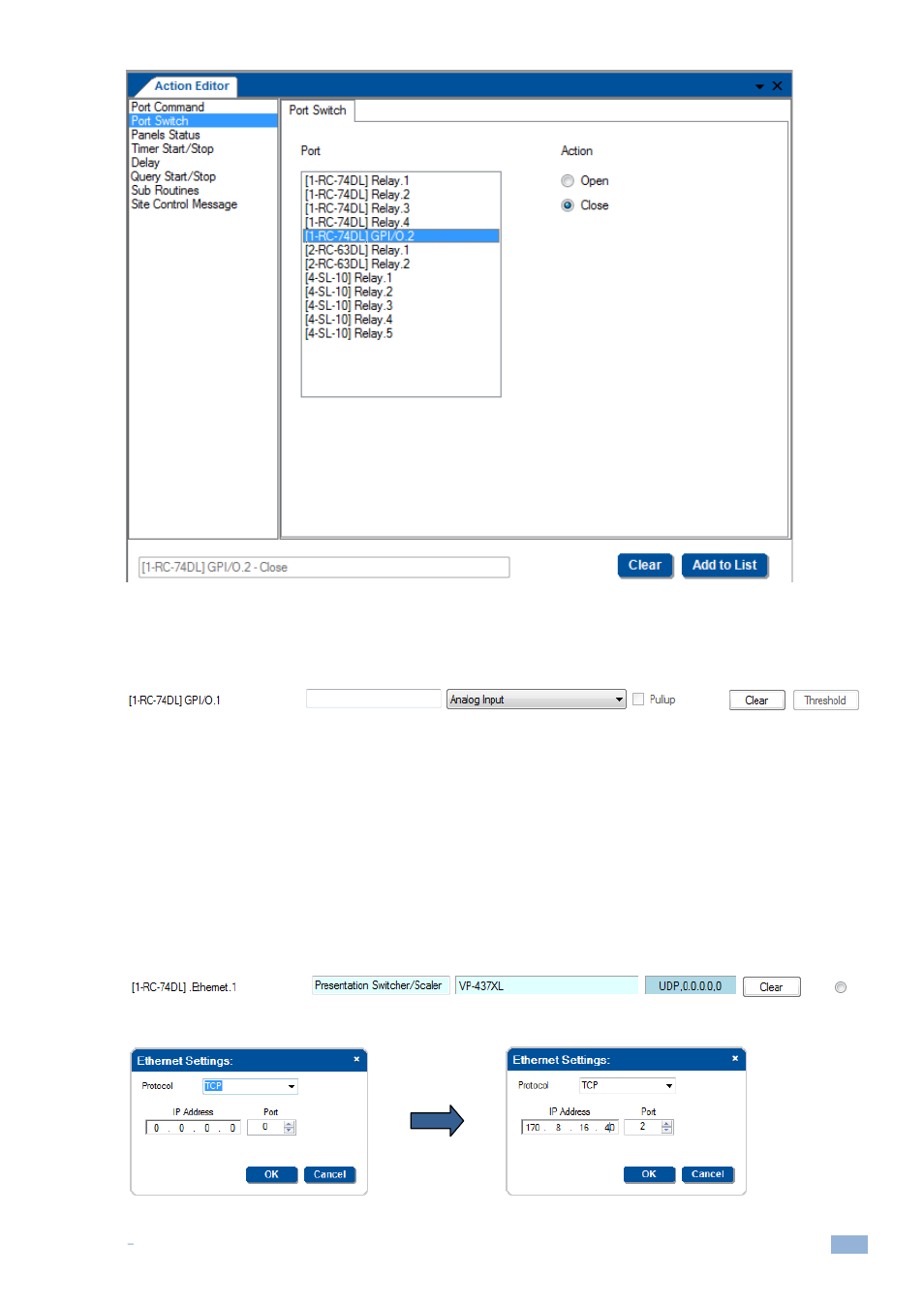 3 analog input, Figure 114: the gpi/o defined as digital output, Figure 115: ethernet settings example | Kramer Electronics WP-501 User Manual | Page 74 / 137