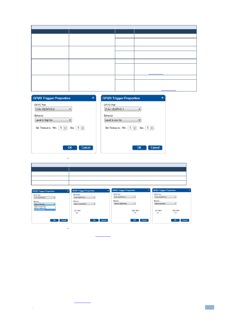 5 timer events, 1 power on example, Timer events | Figure 144: gpi/o events, Setting the timeout, Figure 145: gpi/o events | Kramer Electronics WP-501 User Manual | Page 88 / 137