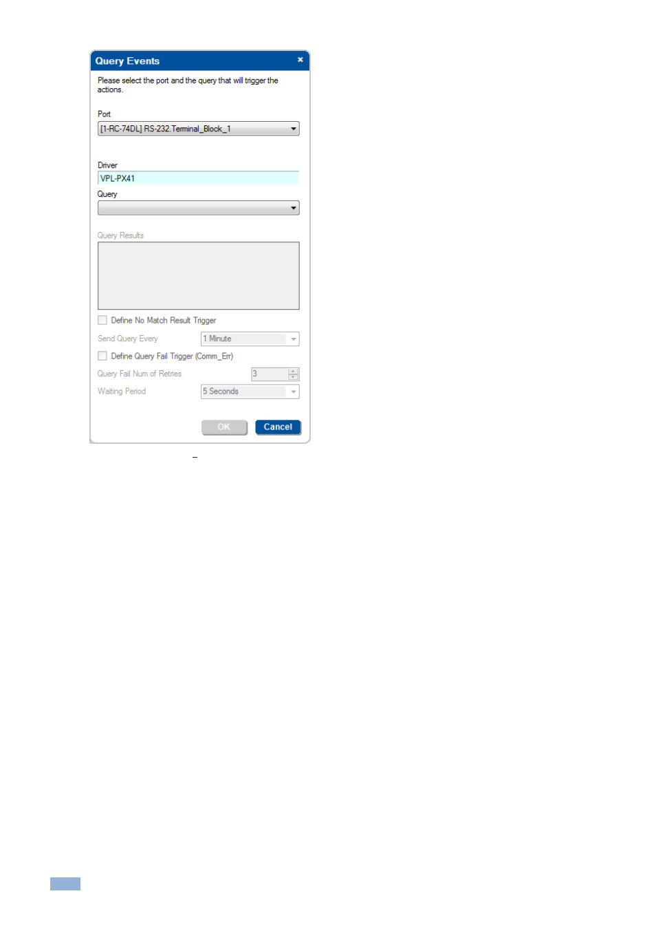Figure 166: query events, The query events window | Kramer Electronics WP-501 User Manual | Page 97 / 137
