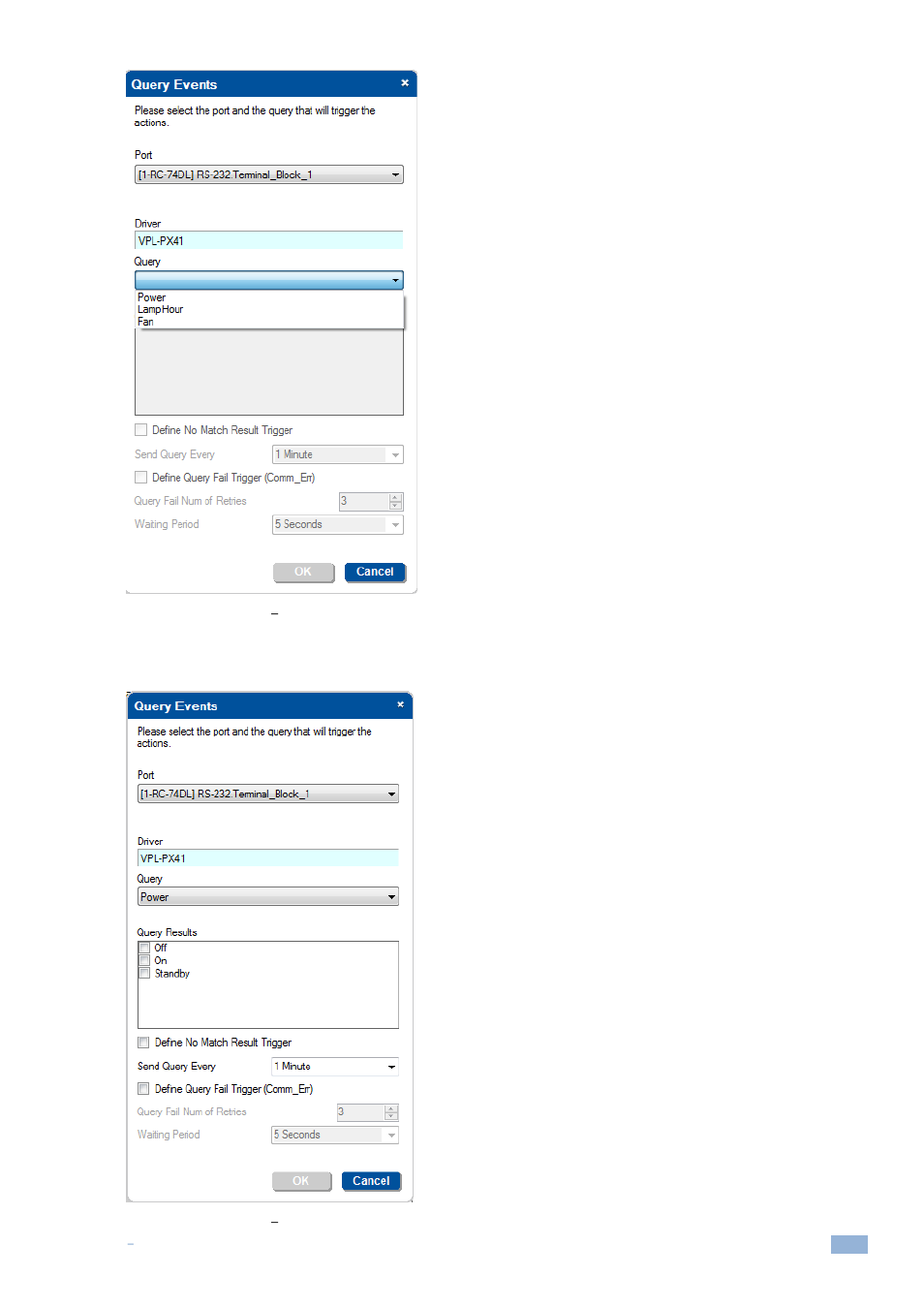 Figure 167: query events, Select the query, Figure 168: query events | The query results | Kramer Electronics WP-501 User Manual | Page 98 / 137
