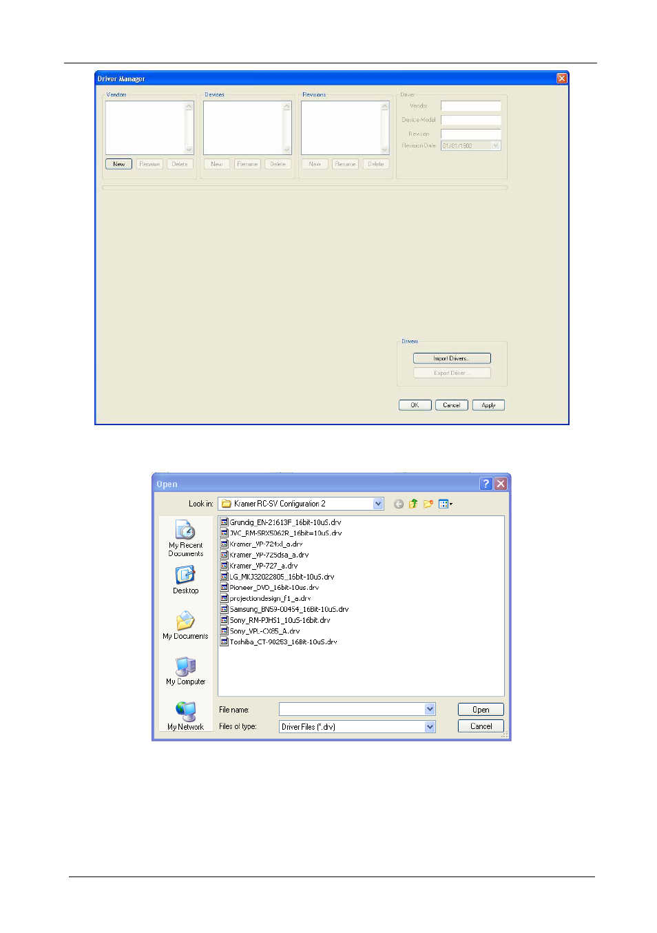 Figure 6: importing a kramer driver file, Figure 5, Figure 6 | Kramer Electronics SV-551 User Manual | Page 14 / 51