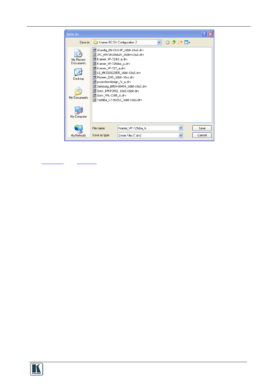 Figure 7: exporting a kramer driver file, Figure 7 | Kramer Electronics SV-551 User Manual | Page 15 / 51