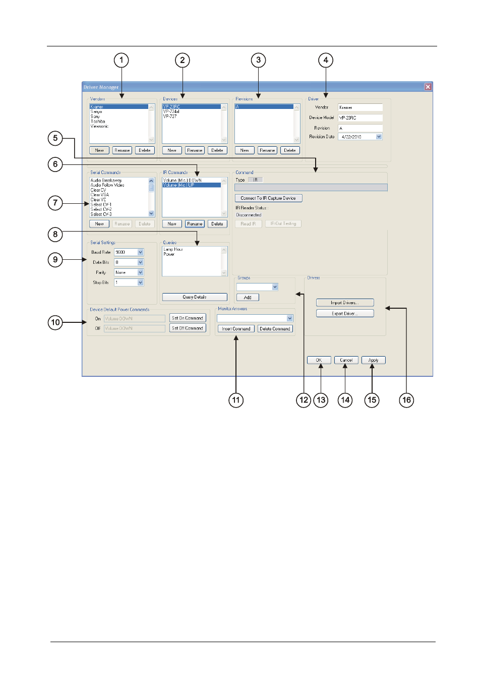 Figure 8: the driver manager window, Figure 8 | Kramer Electronics SV-551 User Manual | Page 16 / 51