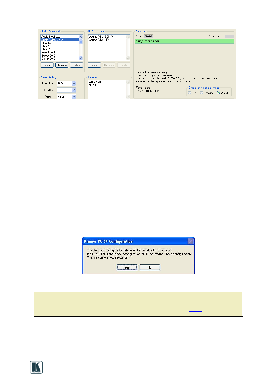 2 creating an ir command, Creating an ir command, Figure 10: writing the serial commands | Figure 10 | Kramer Electronics SV-551 User Manual | Page 19 / 51