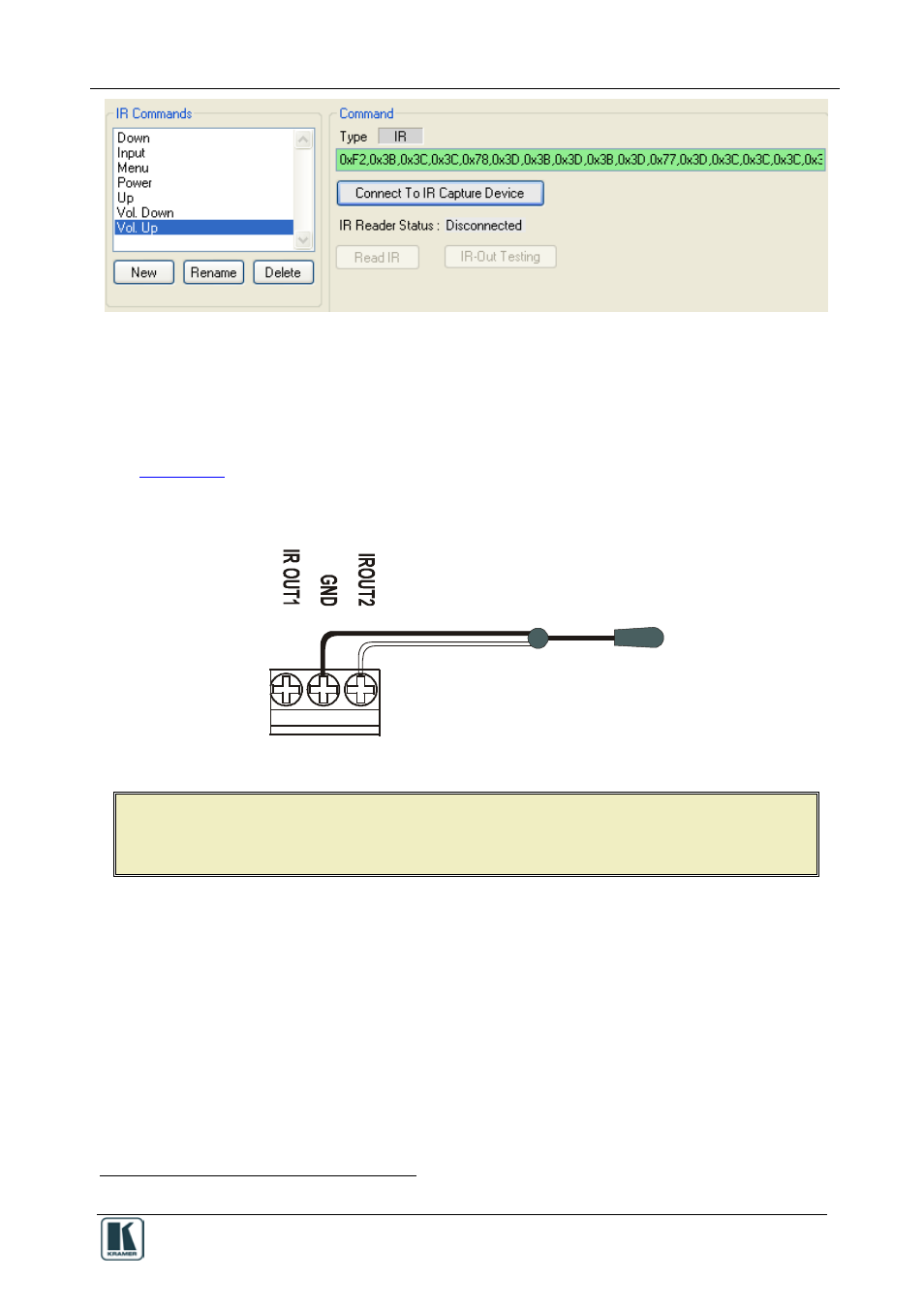 Figure 13: ir command area window, Figure 14: ir emitter wiring, Figure 13 | Kramer Electronics SV-551 User Manual | Page 21 / 51