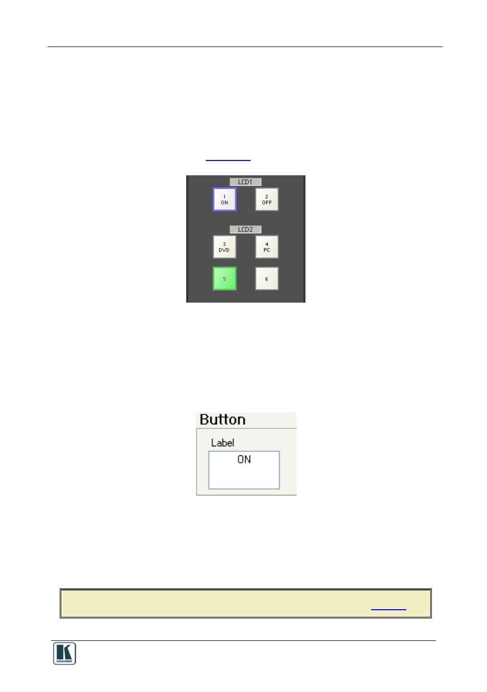 1 labeling the buttons, 2 creating a driver command, Labeling the buttons | Creating a driver command, Figure 32: labeling the rc buttons, Figure 33: typing the label, Section | Kramer Electronics SV-551 User Manual | Page 33 / 51