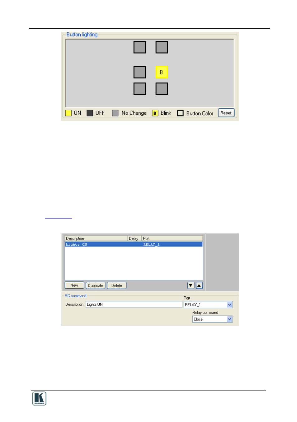 3 a relay command – turn lights on, A relay command – turn lights on, Figure 35: light command | Figure 36: lights on rc command, Figure 35 | Kramer Electronics SV-551 User Manual | Page 35 / 51