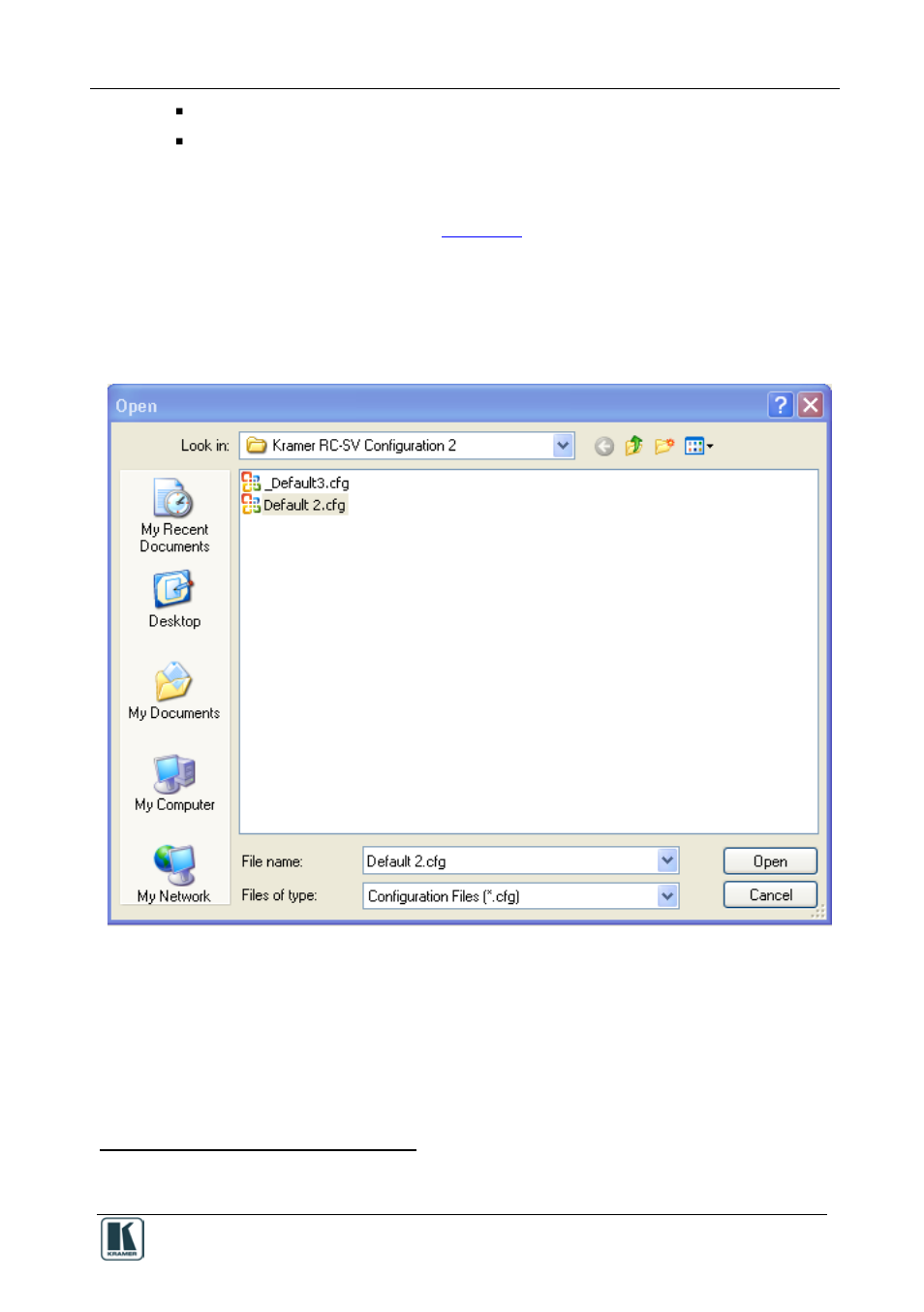 Figure 60: loading a configuration | Kramer Electronics SV-551 User Manual | Page 51 / 51