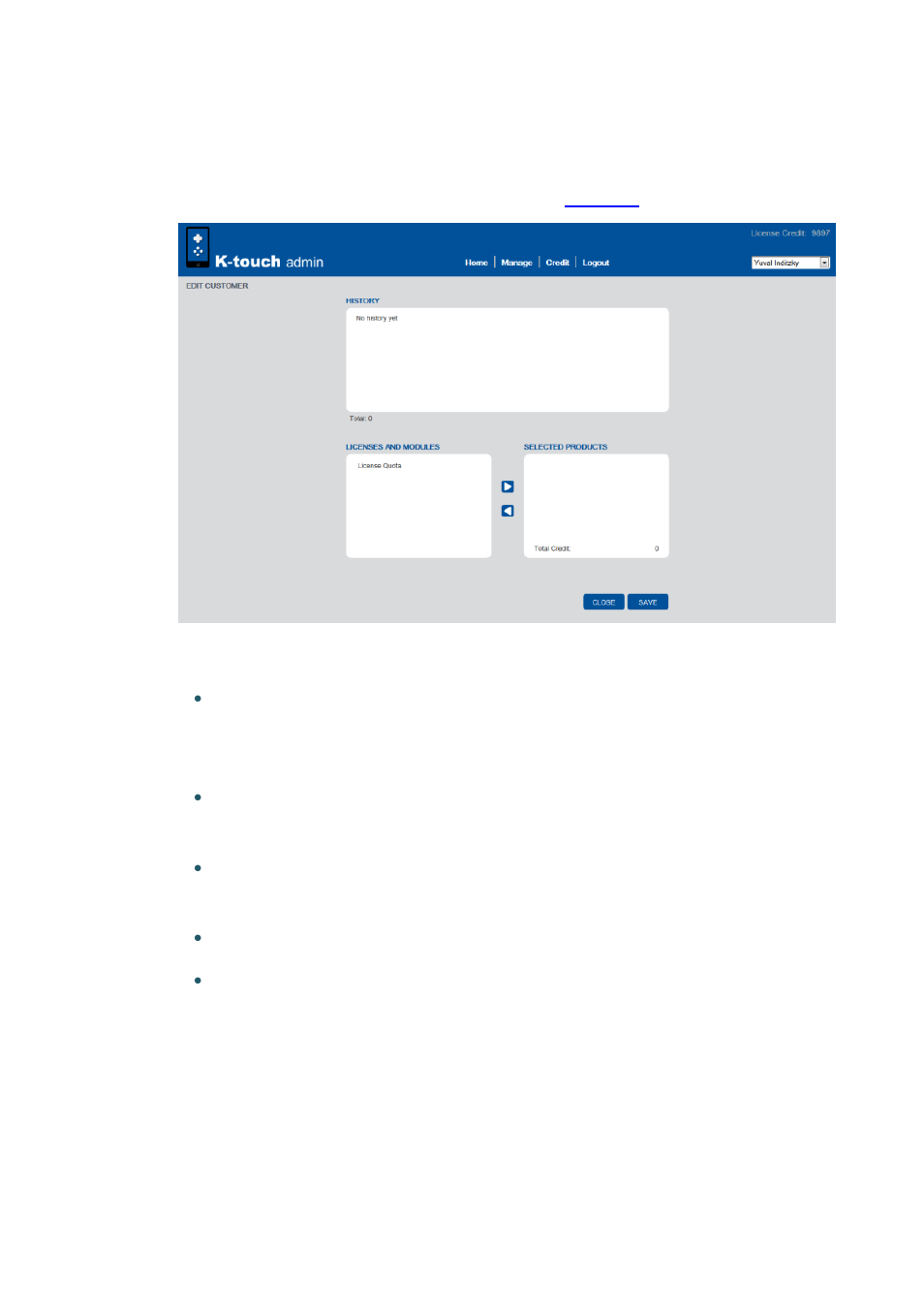 3 allocating licenses to a customer, Figure 11: edit customer license screen | Kramer Electronics K-Touch User Manual | Page 16 / 18
