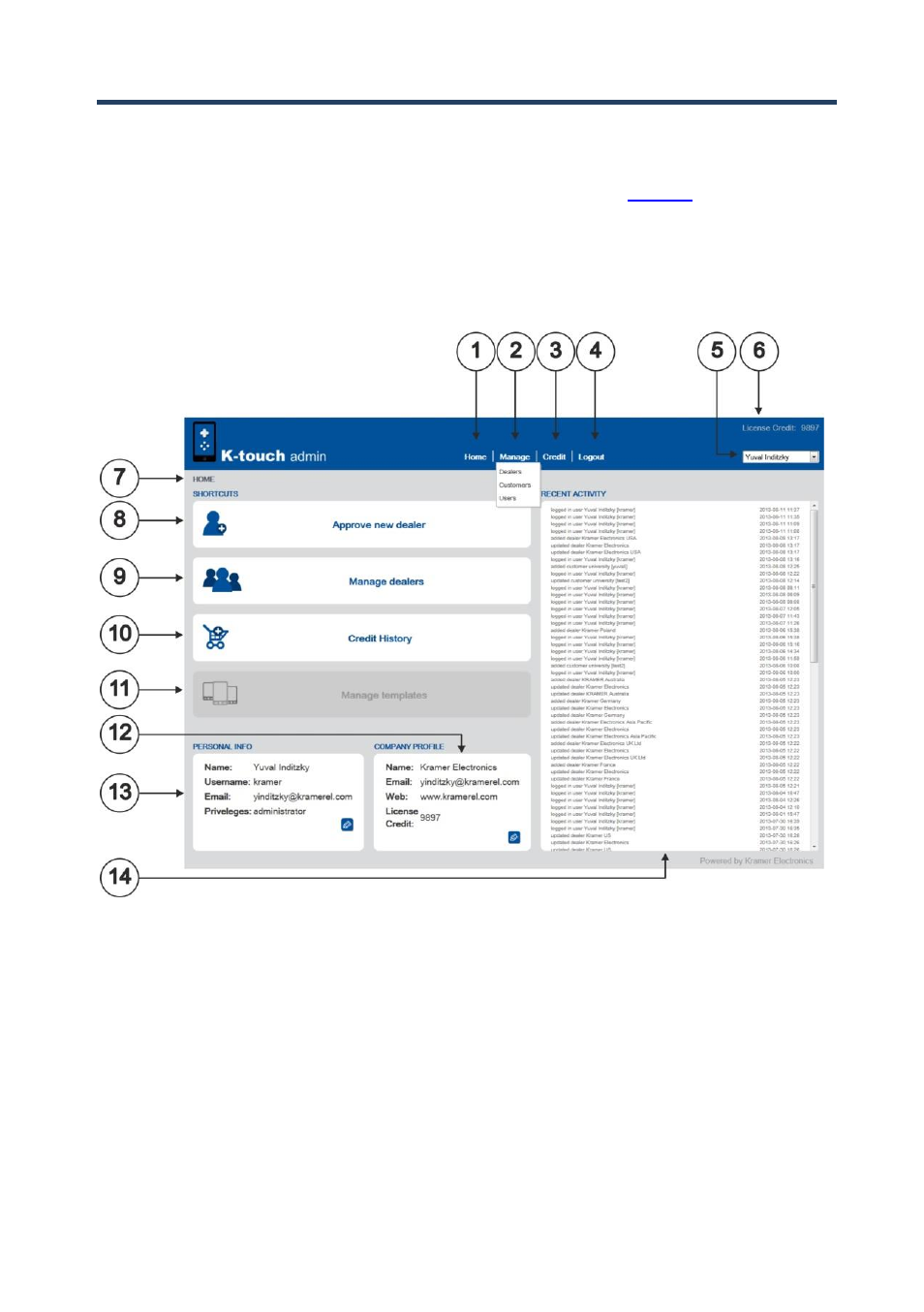 4 using k-touch admin, Using k-touch admin, 4using k-touch admin | Kramer Electronics K-Touch User Manual | Page 8 / 18
