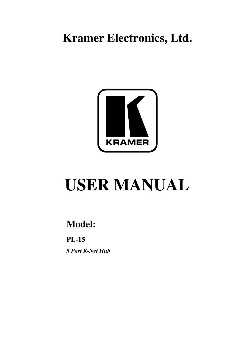 Kramer Electronics PL-15 User Manual | 9 pages