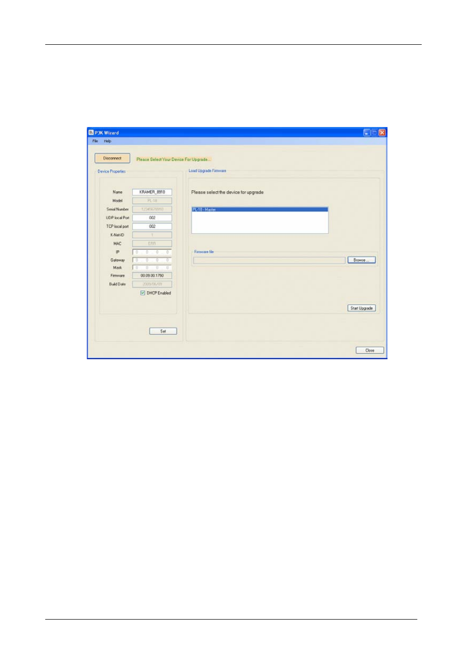 Figure 6: device selection | Kramer Electronics PL-18 User Manual | Page 19 / 25