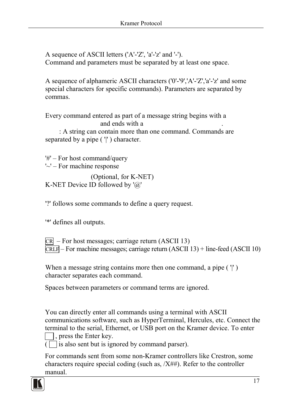 2 command terms, 3 entering commands, Command terms | Entering commands | Kramer Electronics PL-8 User Manual | Page 20 / 23