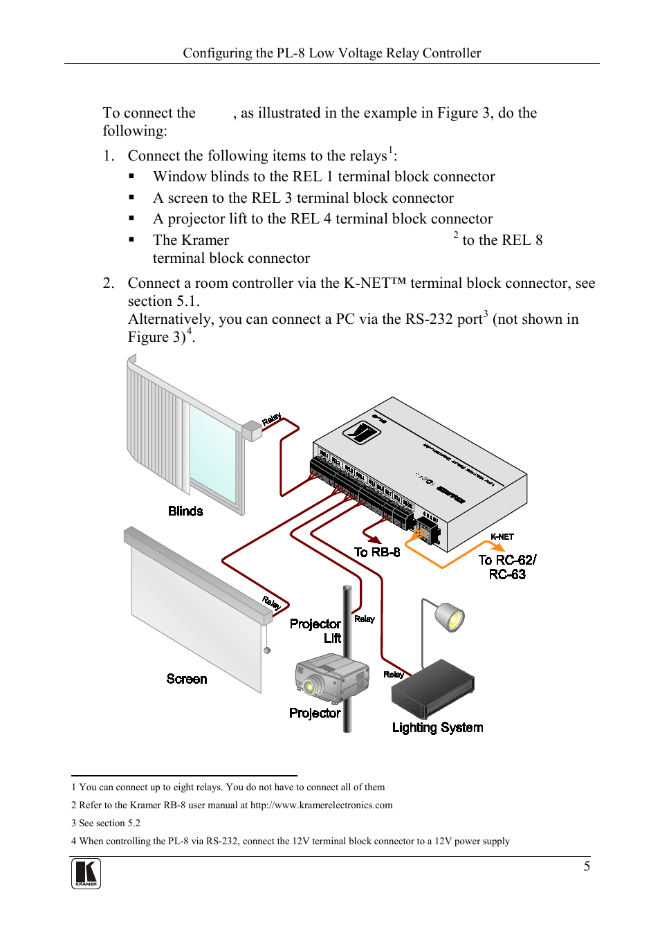 Configuring the pl-8 low voltage relay controller | Kramer Electronics PL-8 User Manual | Page 8 / 23