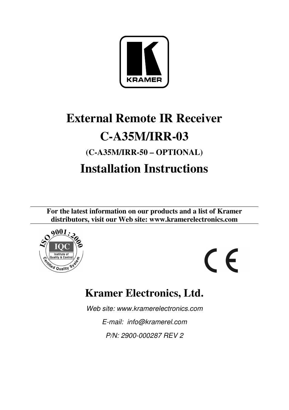 Kramer Electronics PT-4iREX User Manual | 2 pages