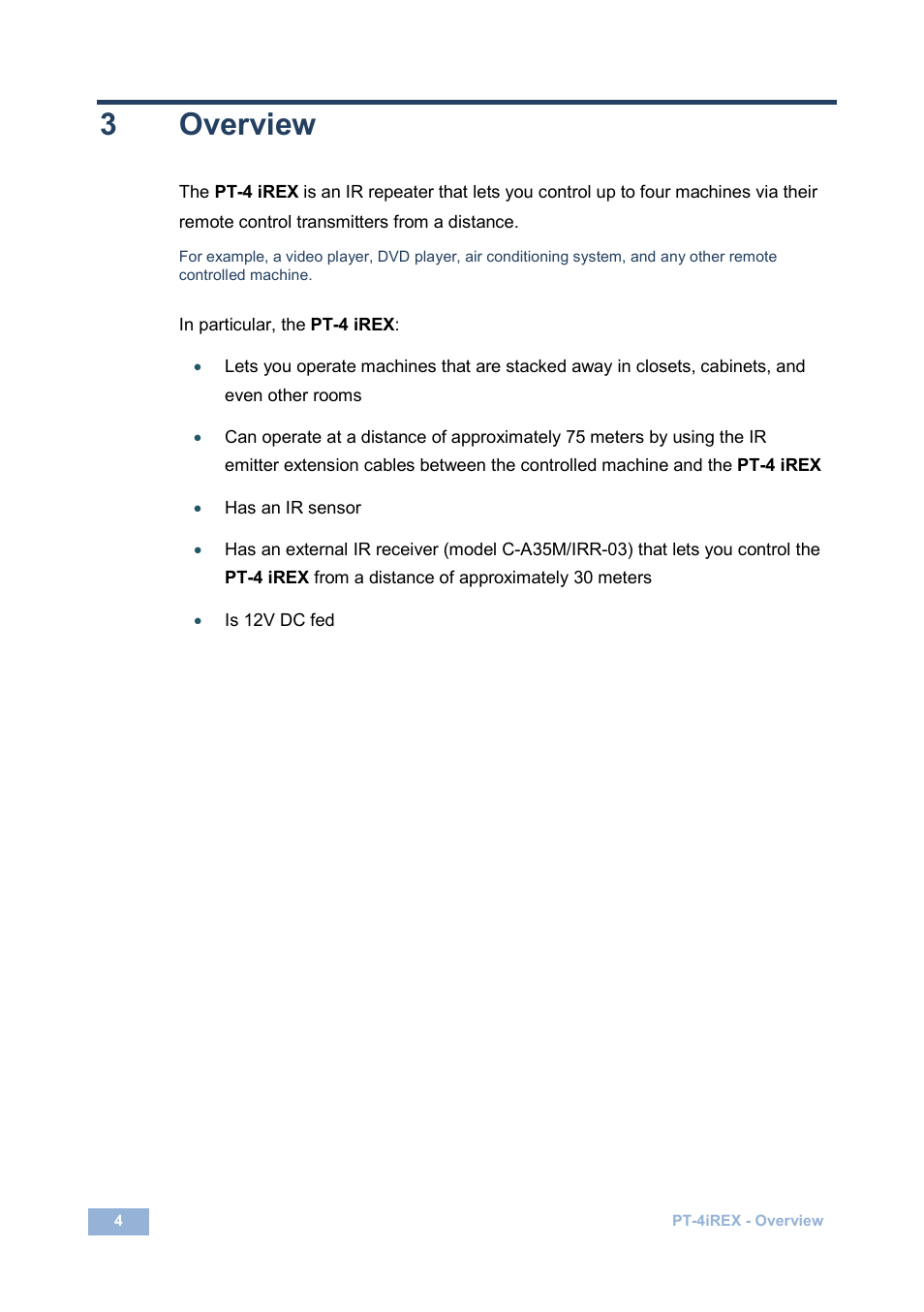 3 overview, Overview, 3overview | Kramer Electronics PT-4iREX User Manual | Page 7 / 13
