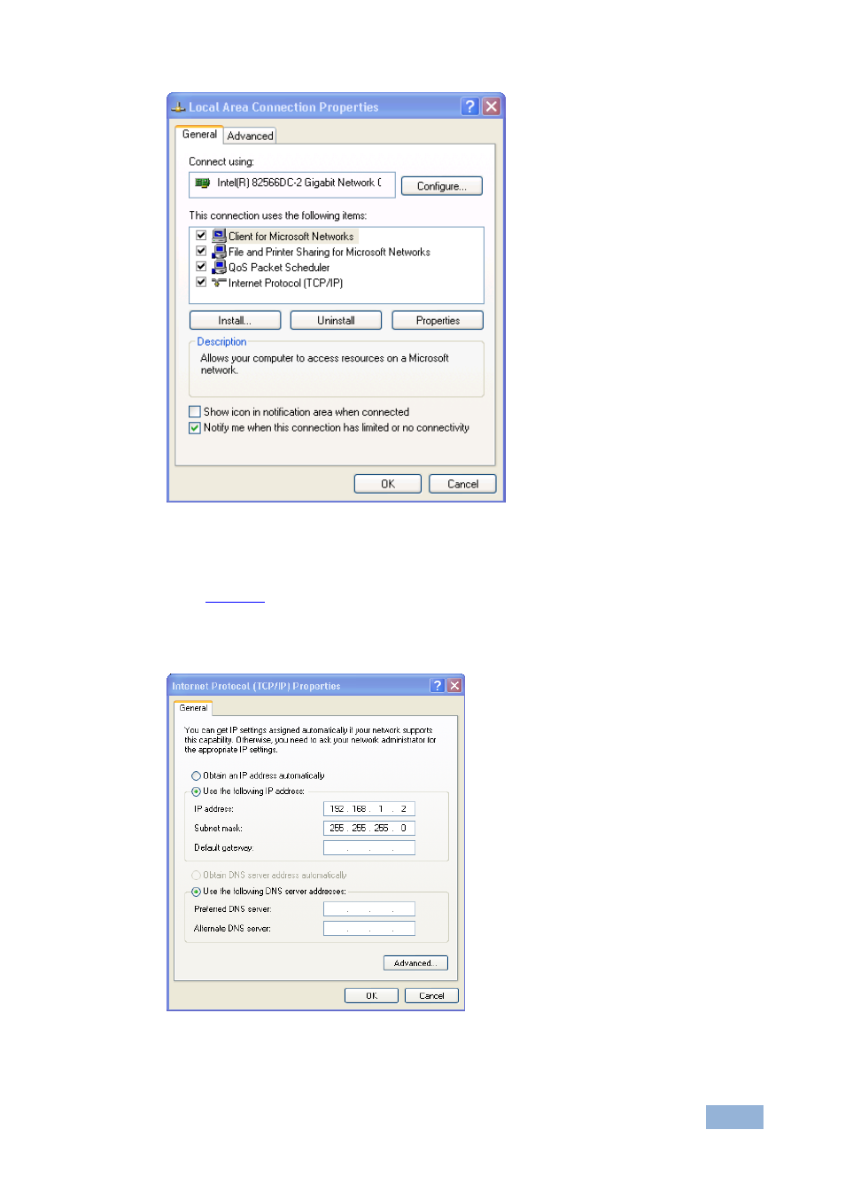 Figure 4: local area connection properties window | Kramer Electronics RB-6 User Manual | Page 15 / 38