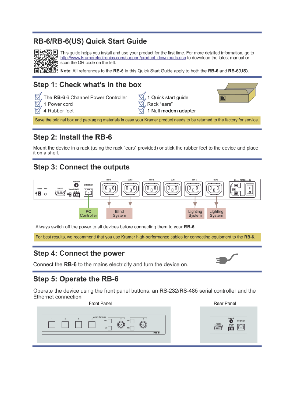 Kramer Electronics RB-6 User Manual | Page 2 / 38