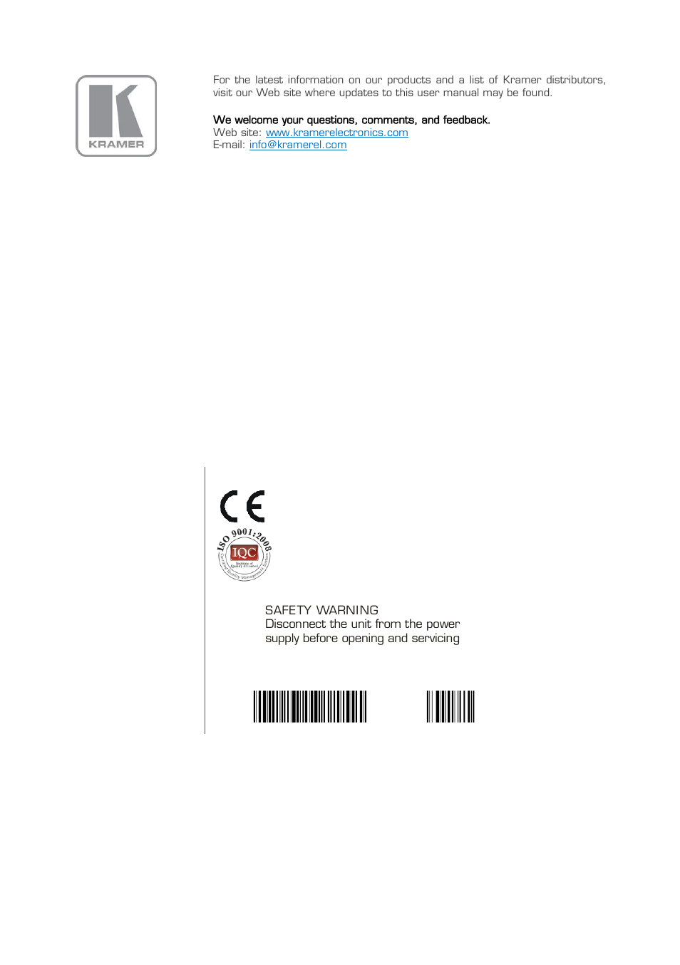 Kramer Electronics RB-6 User Manual | Page 38 / 38
