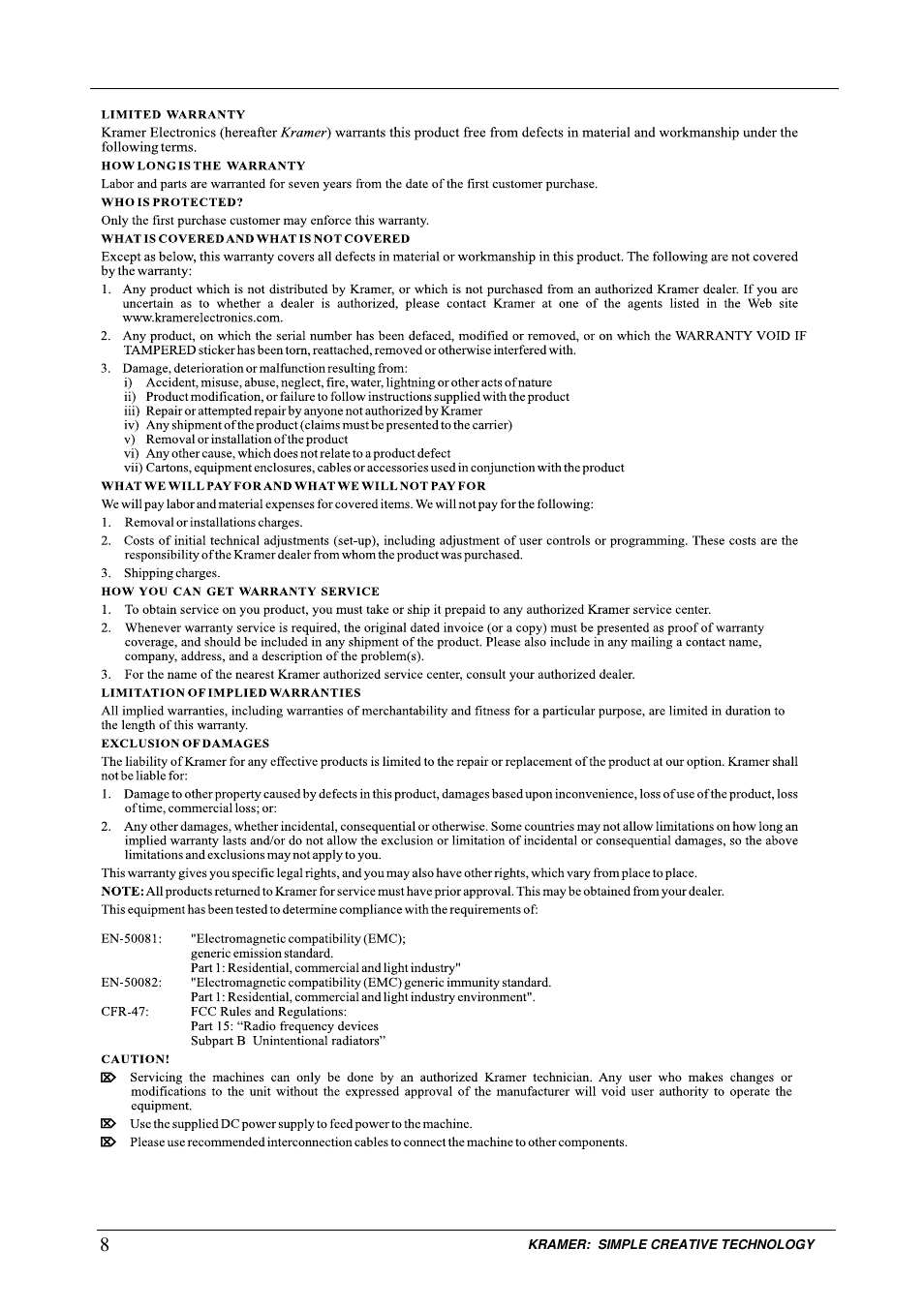 Kramer Electronics RB-8 User Manual | Page 10 / 11