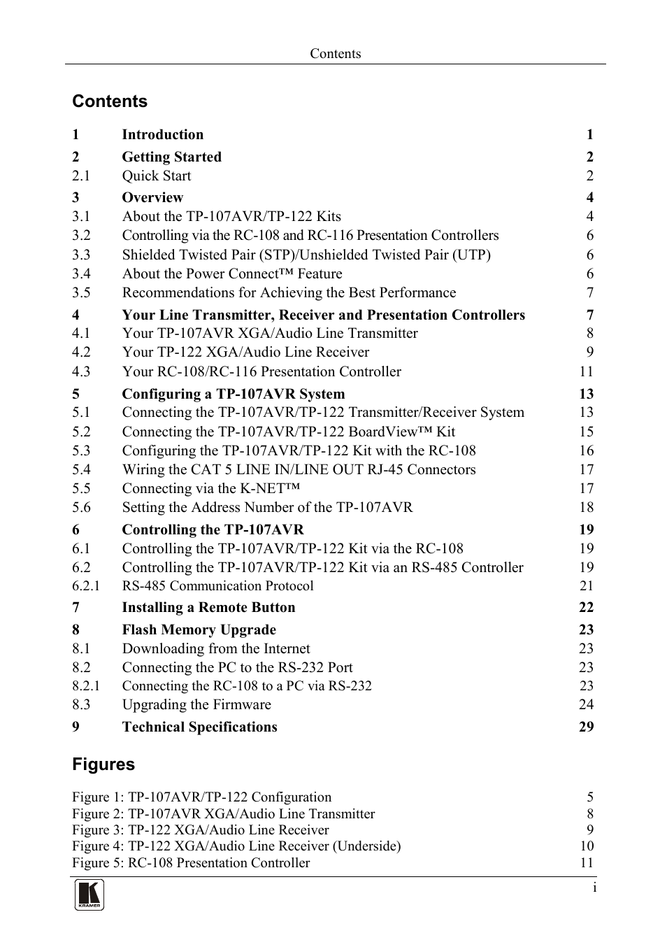 Kramer Electronics TP-107AVR User Manual | Page 2 / 34