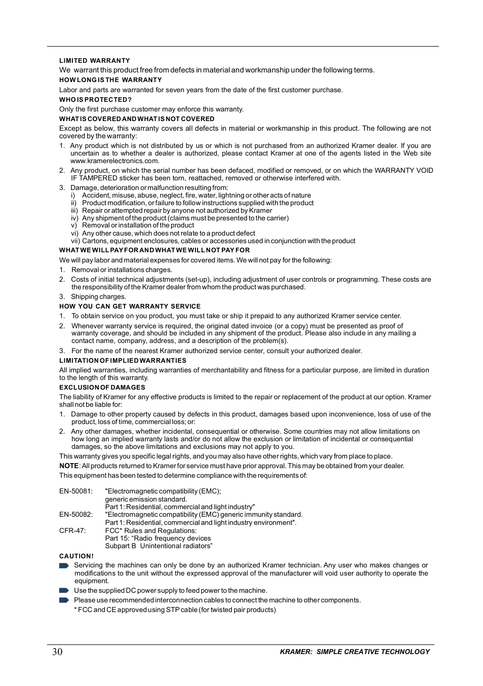 Kramer Electronics TP-107AVR User Manual | Page 33 / 34
