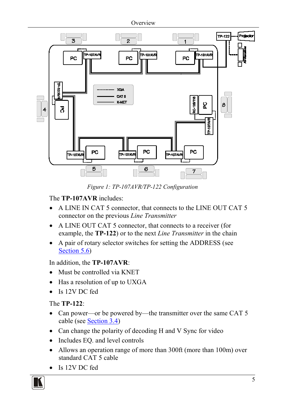 Figure 1: tp-107avr/tp-122 configuration, Figure 1 | Kramer Electronics TP-107AVR User Manual | Page 8 / 34