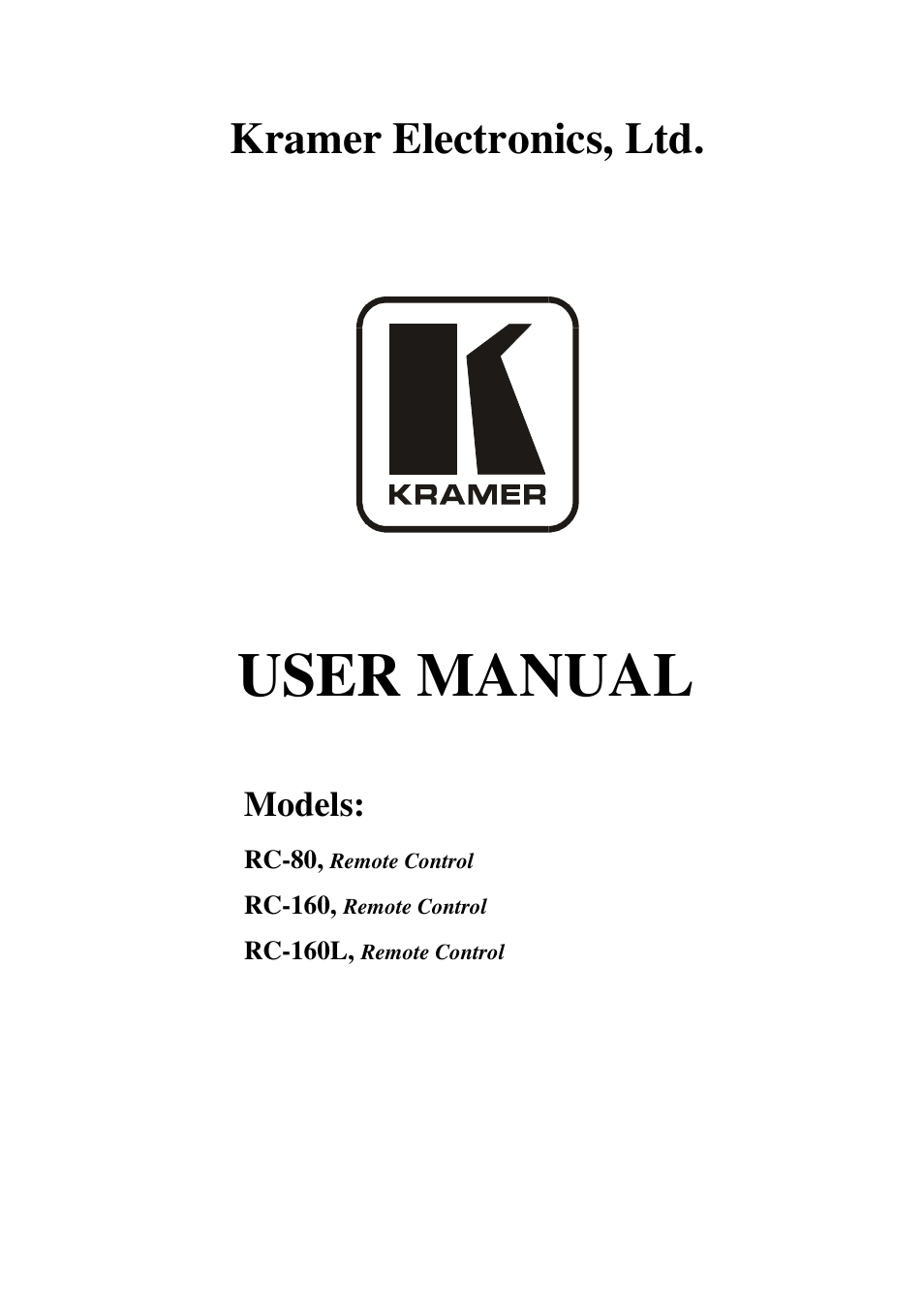 Kramer Electronics RC-80 User Manual | 35 pages