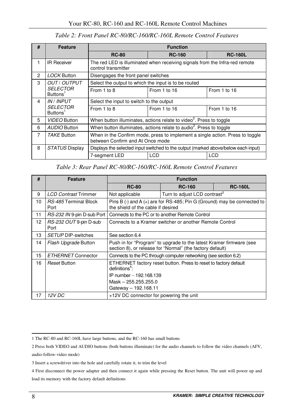 Kramer Electronics RC-80 User Manual | Page 11 / 35