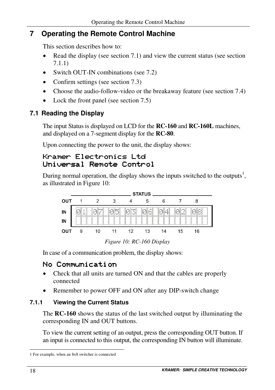7 operating the remote control machine | Kramer Electronics RC-80 User Manual | Page 21 / 35
