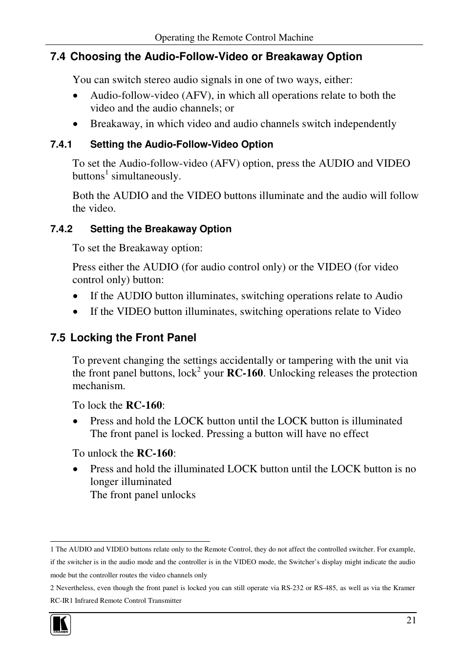 Kramer Electronics RC-80 User Manual | Page 24 / 35
