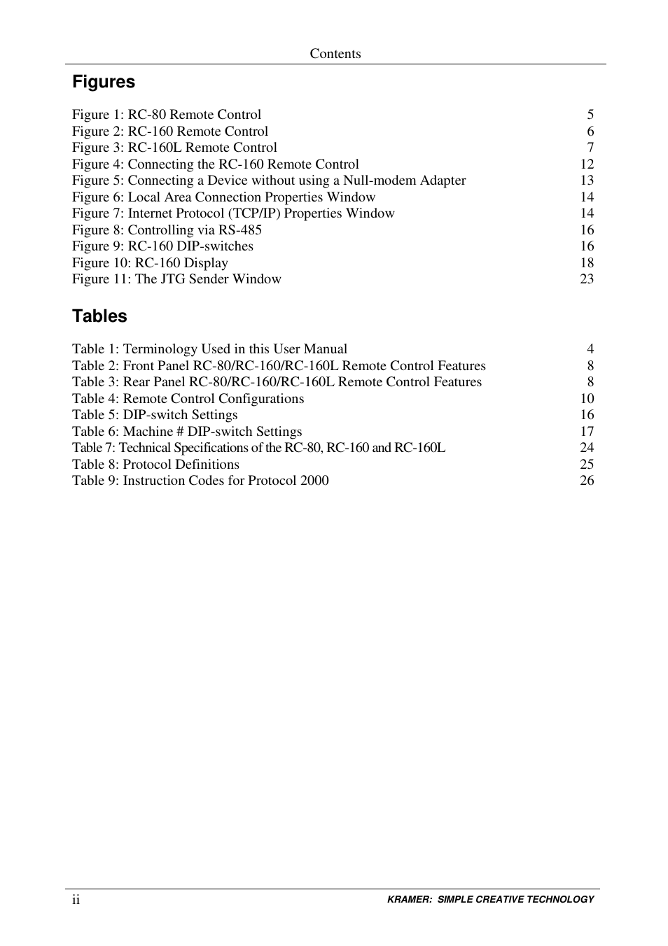Kramer Electronics RC-80 User Manual | Page 3 / 35
