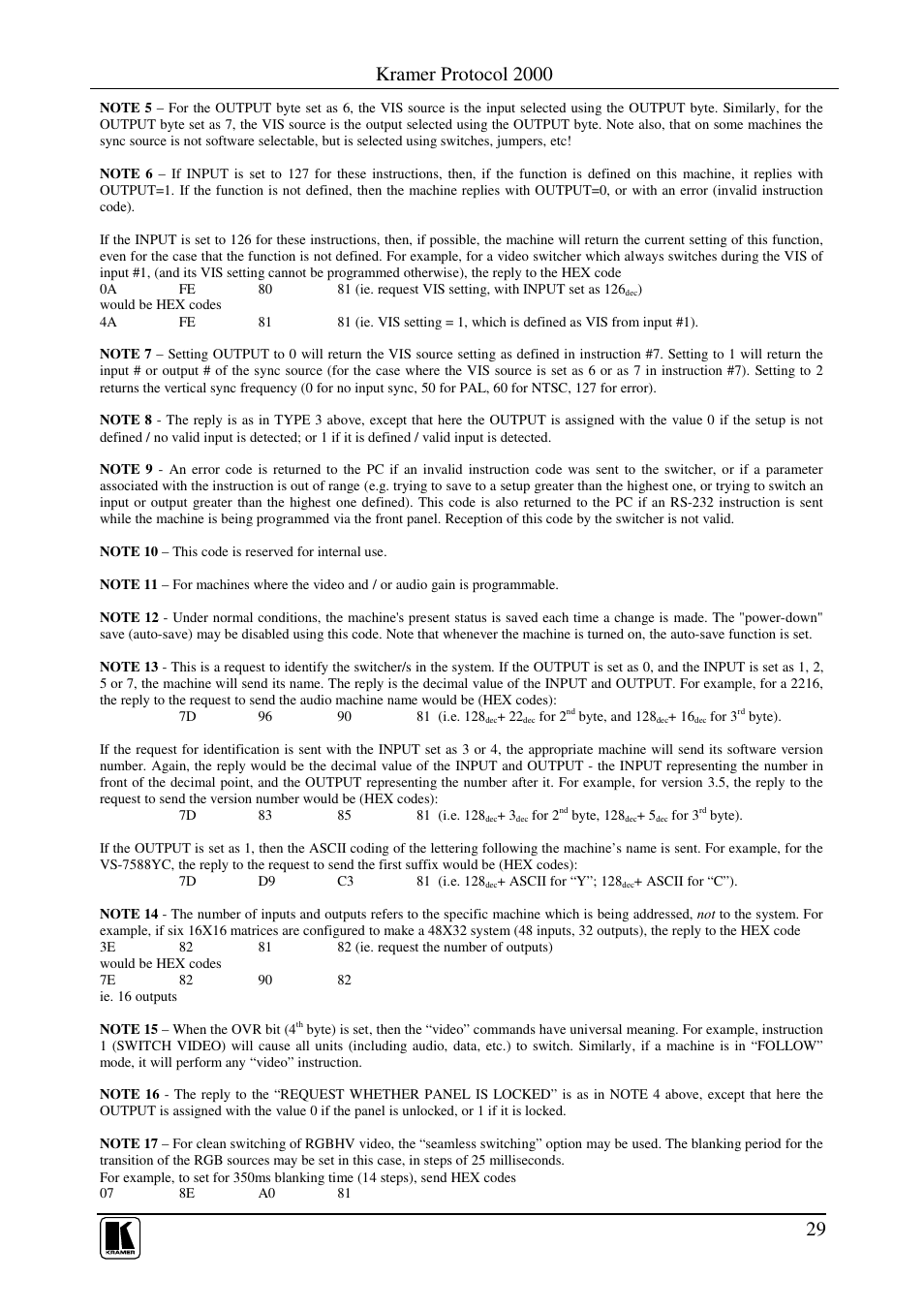 Kramer protocol 2000 | Kramer Electronics RC-80 User Manual | Page 32 / 35