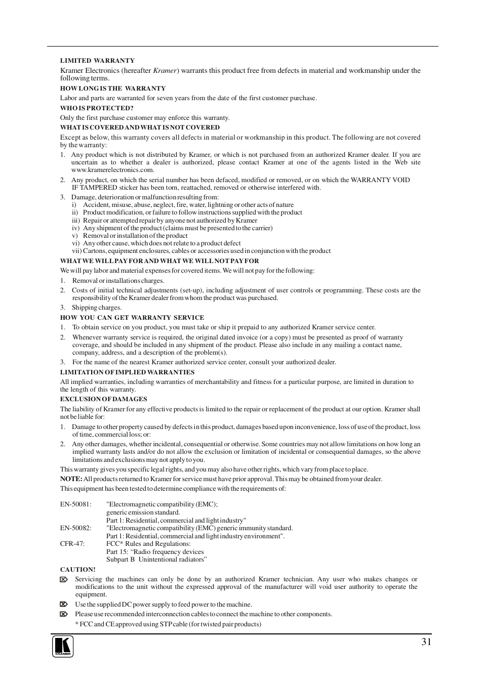 Kramer Electronics RC-80 User Manual | Page 34 / 35
