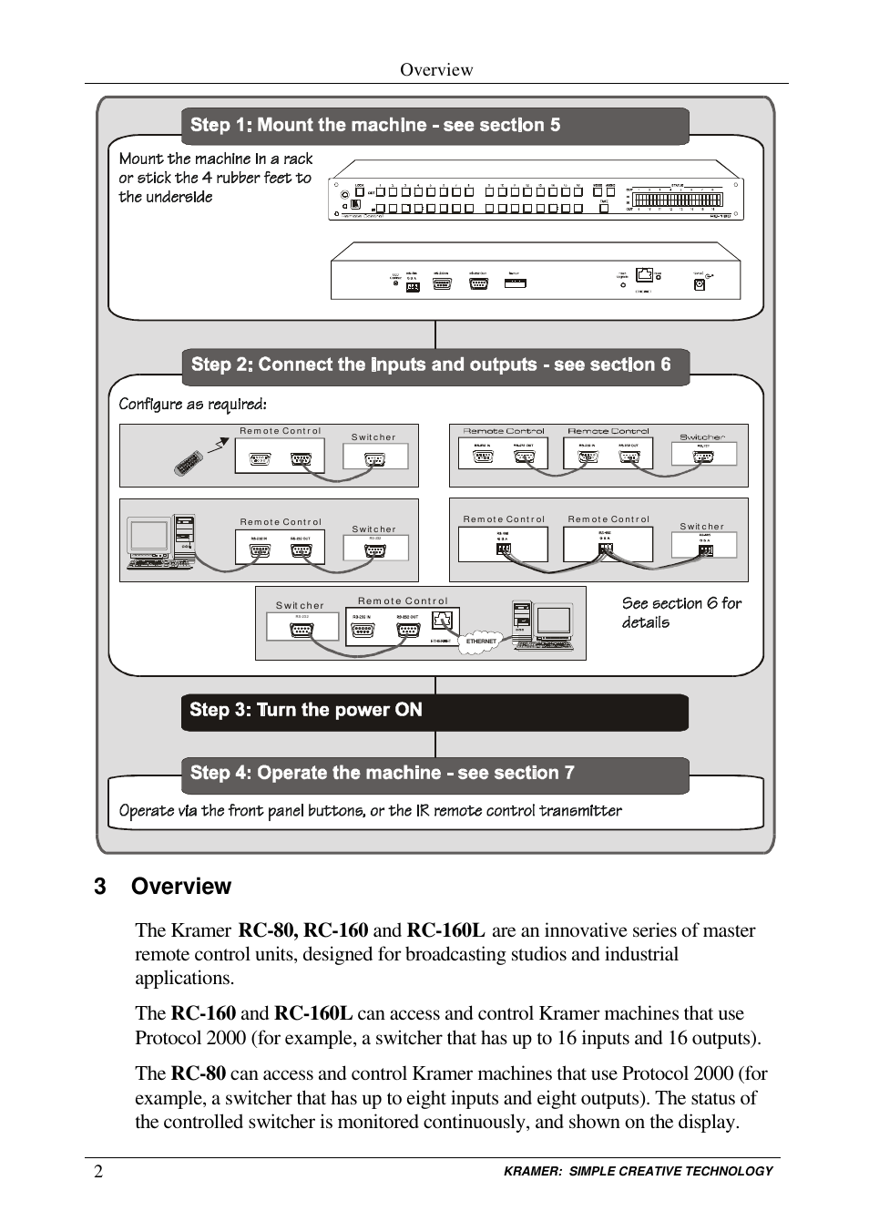 3 overview, The kramer, Overview | Kramer Electronics RC-80 User Manual | Page 5 / 35