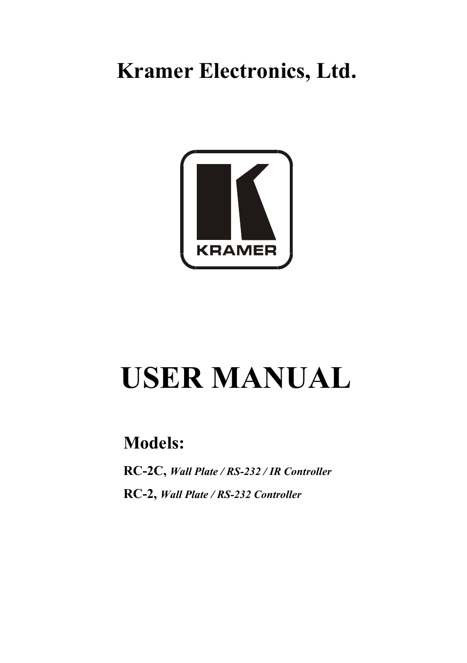 Kramer Electronics RC-2C User Manual | 11 pages