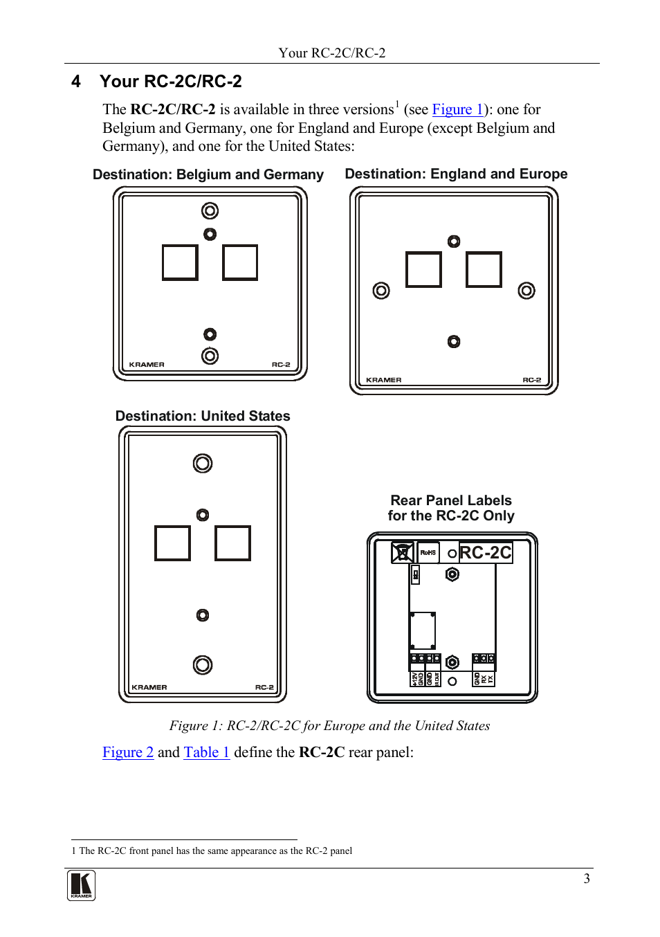 4 your rc-2c/rc-2, Your rc-2c/rc-2, Rc-2c | Kramer Electronics RC-2C User Manual | Page 5 / 11