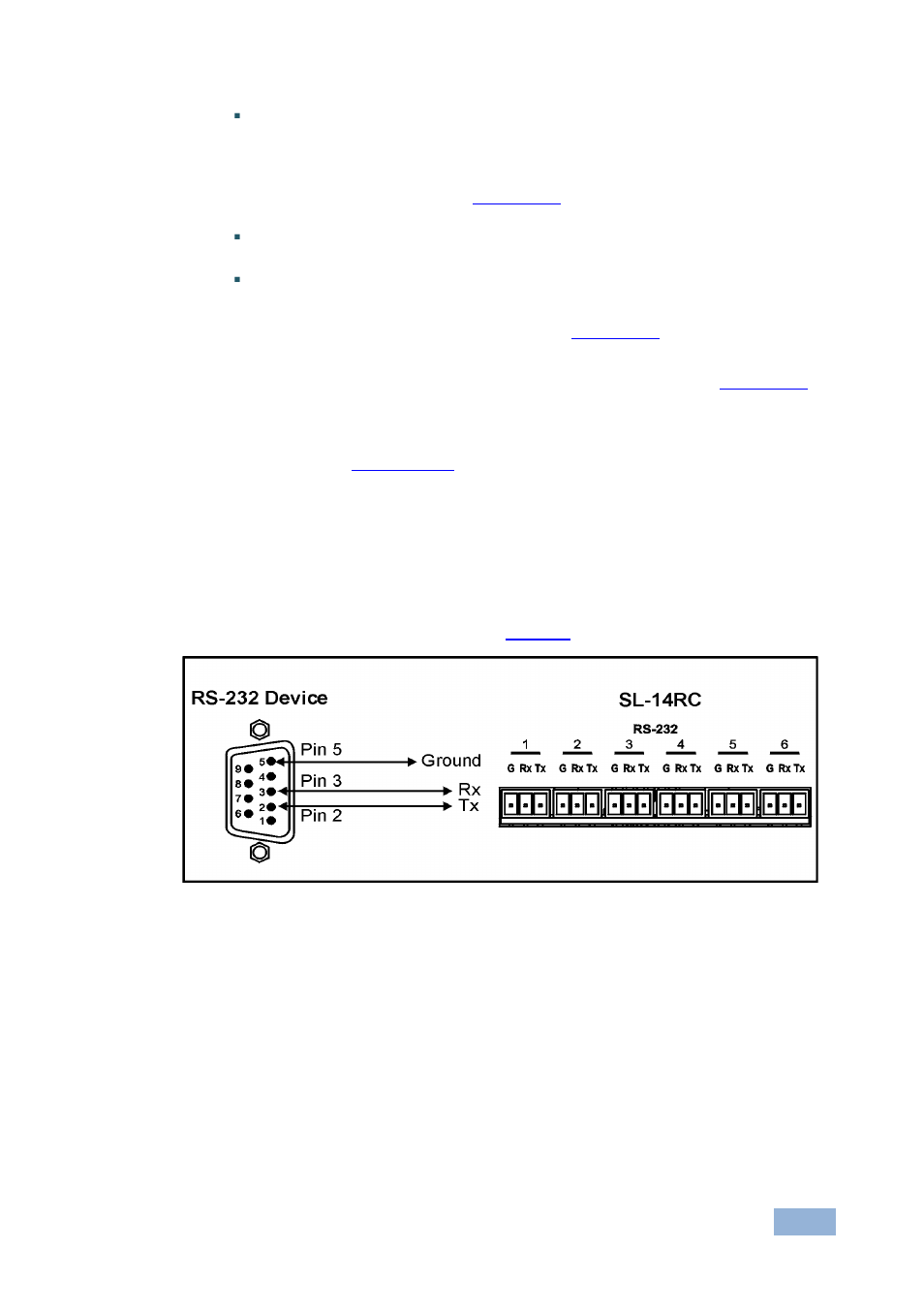 1 connecting the rs-232 interface, 2 connecting the ethernet port, Connecting the rs-232 interface | Connecting the ethernet port, Figure 6: rs-232 connection | Kramer Electronics RC-3TBU User Manual | Page 16 / 27