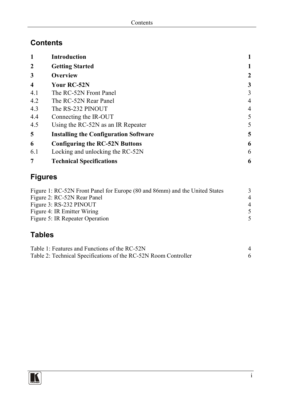 Kramer Electronics RC-52N User Manual | Page 2 / 10