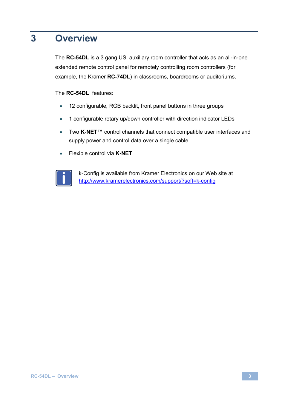 3 overview, Overview, 3overview | Kramer Electronics RC-54DL User Manual | Page 5 / 18