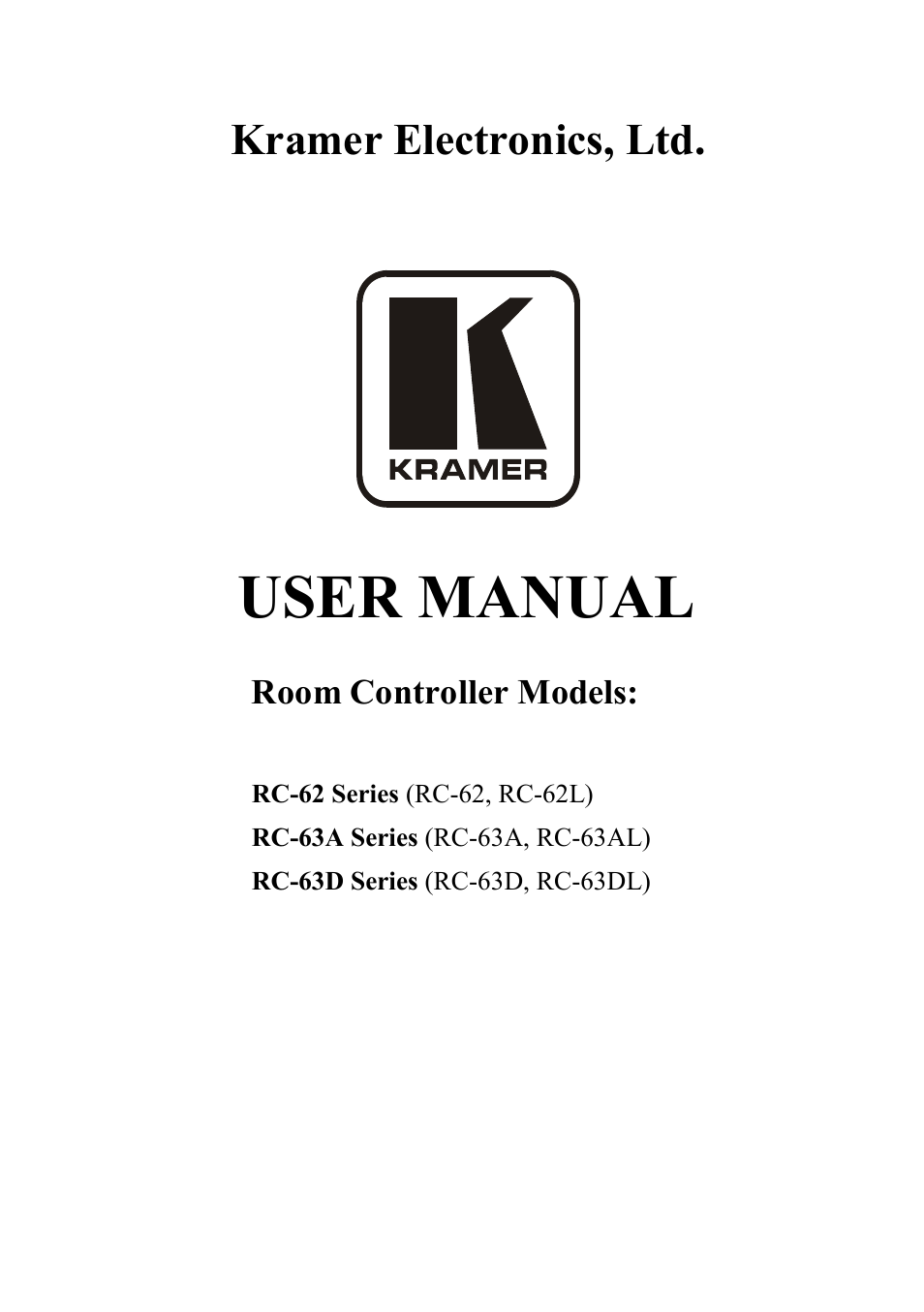Kramer Electronics RC-63DL User Manual | 26 pages