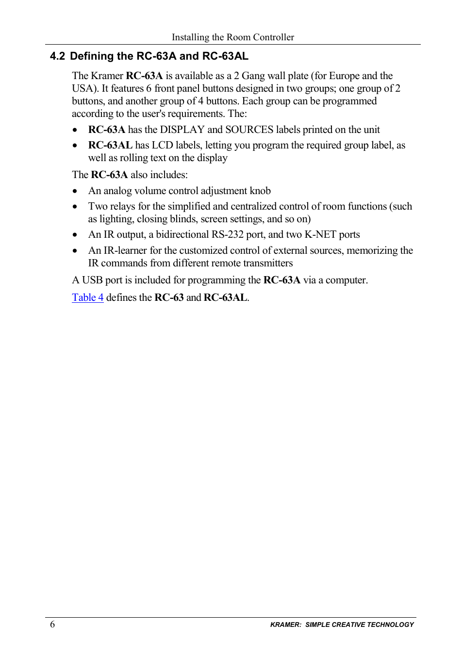 2 defining the rc-63a and rc-63al, Defining the rc-63a and rc-63al | Kramer Electronics RC-63DL User Manual | Page 10 / 26