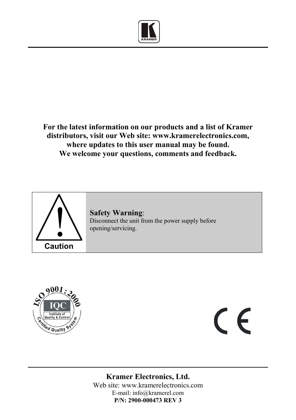 Kramer Electronics RC-63DL User Manual | Page 26 / 26