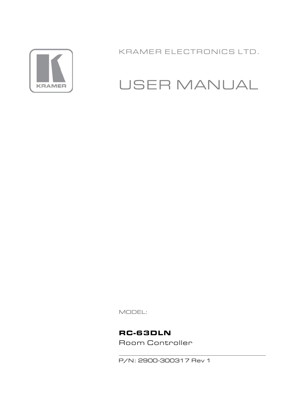 Kramer Electronics RC-63DLN User Manual | 24 pages