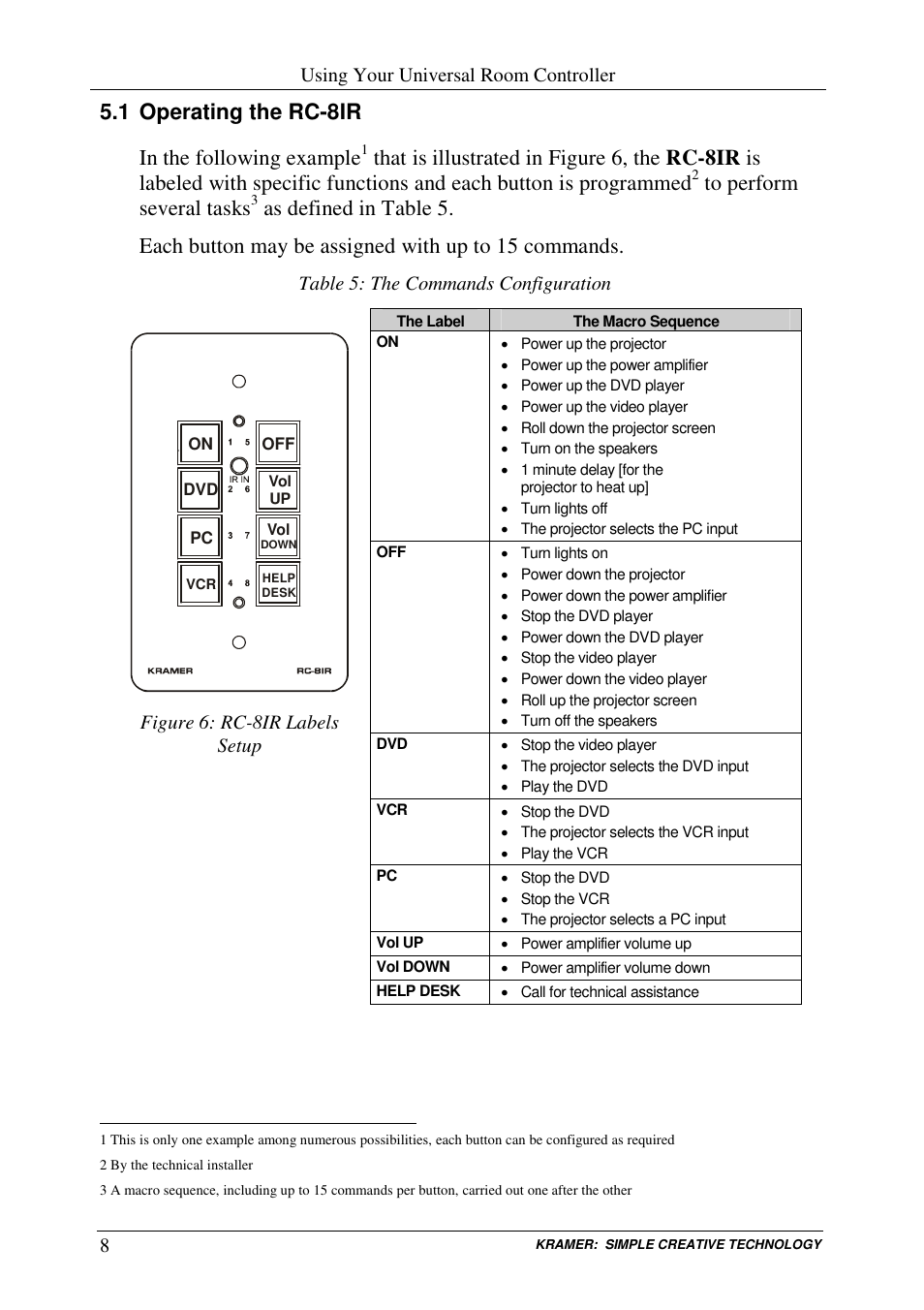 1 operating the rc-8ir in the following example | Kramer Electronics RC-8iR User Manual | Page 10 / 17
