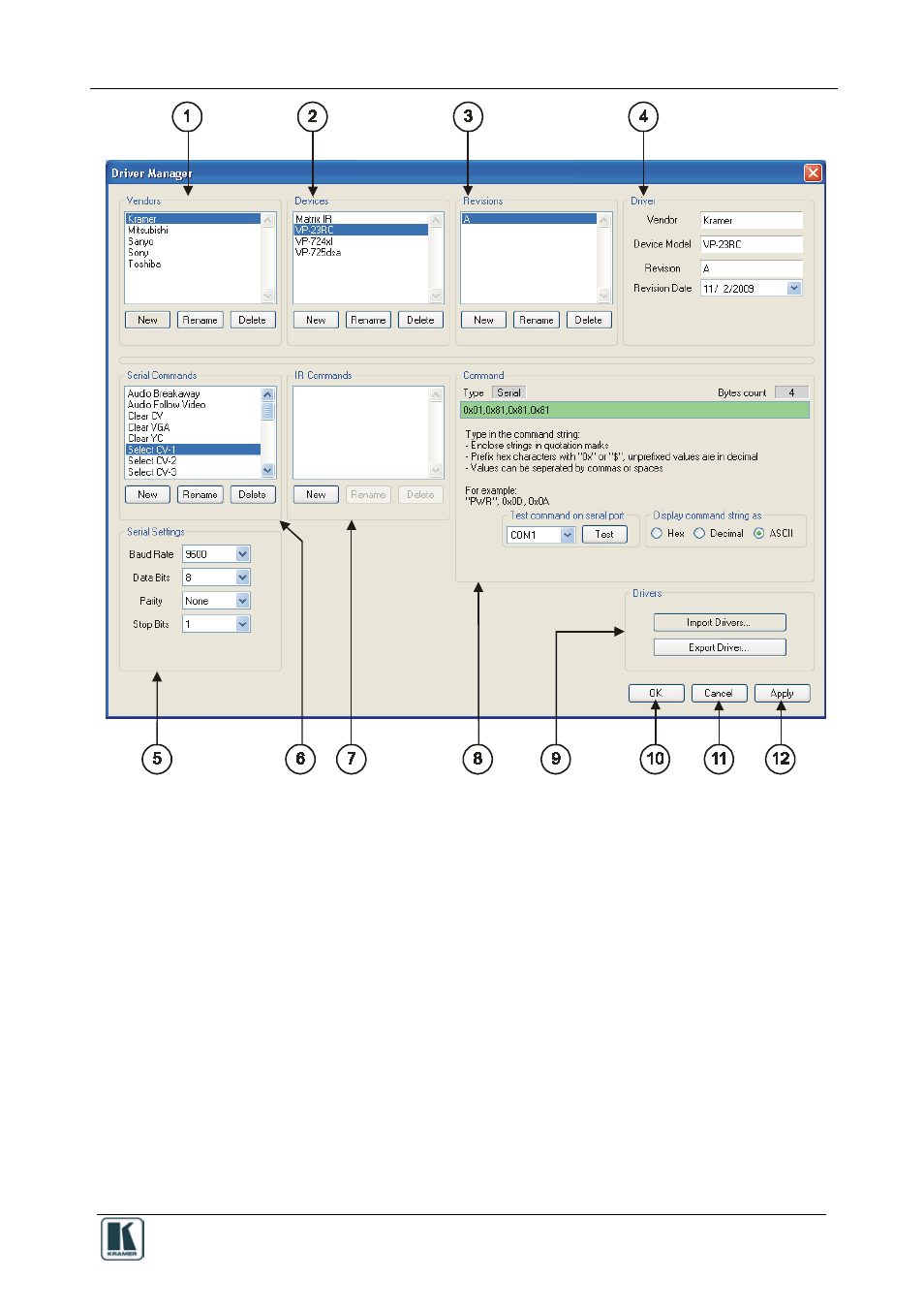 Figure 7: the driver manager window, Figure 7 | Kramer Electronics RC-8iR User Manual | Page 15 / 54